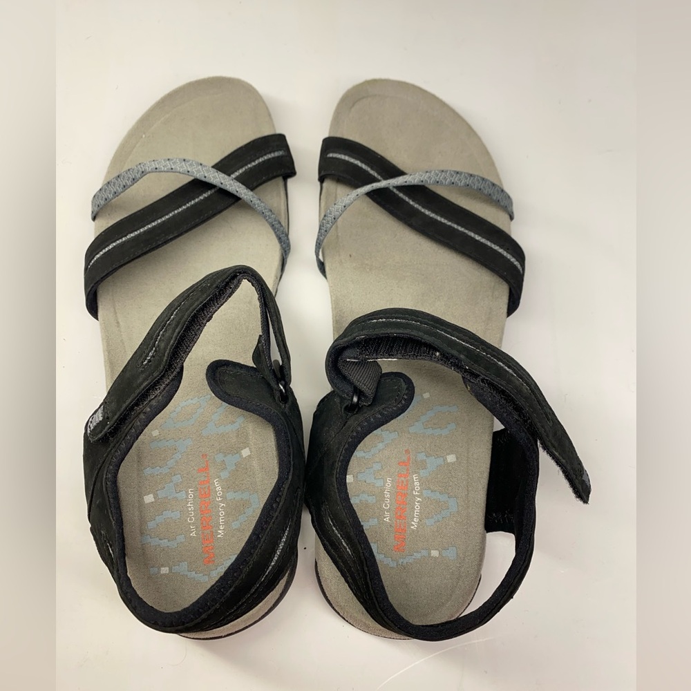 Merrell Terran Cross II Sport Sandals Women's Size 11 Black Gray Leather